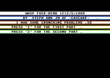 Wasp Fuck-Demo - Cascade - C64 Demos